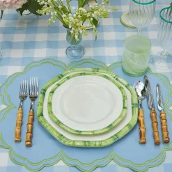 Mrs. Alice Bamboo Crockery|Green Geometric Bamboo Starter Plate