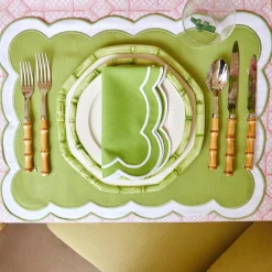 Mrs. Alice Crockery Sets|Green Geometric Bamboo Starter Plate (Set Of 4)