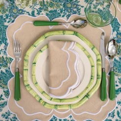 Mrs. Alice Crockery Sets|Green Geometric Bamboo Starter Plate (Set Of 4)