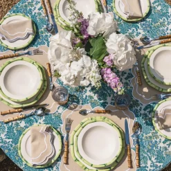 Mrs. Alice Crockery Sets|Green Geometric Bamboo Starter Plate (Set Of 4)