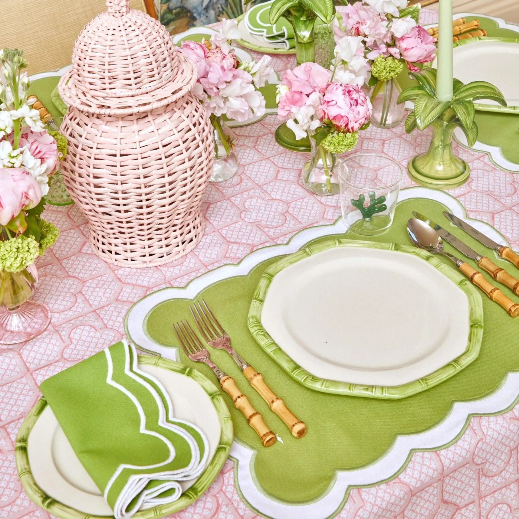 Mrs. Alice Crockery Sets|Green Geometric Bamboo Starter Plate (Set Of 4)