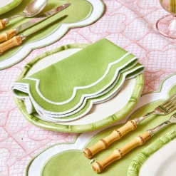 Mrs. Alice Crockery Sets|Green Geometric Bamboo Starter Plate (Set Of 4)