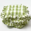 Mrs. Alice Cushions|Green Gingham Ruffle Seat Pad Cushions (Set Of 4)