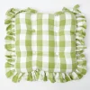 Mrs. Alice Cushions|Green Gingham Ruffle Seat Pad Cushion