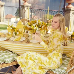 Mrs. Alice Cushions|Green Gingham Ruffle Seat Pad Cushion