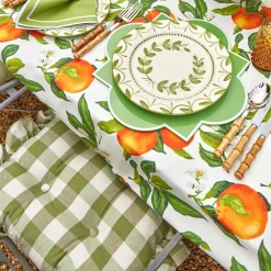 Mrs. Alice Cushions|Green Gingham Ruffle Seat Pad Cushion