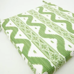 Mrs. Alice Cushions|Green Ikat Seat Pad Cushion