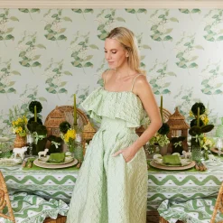 Mrs. Alice Tablecloths|Green Ikat Tablecloth