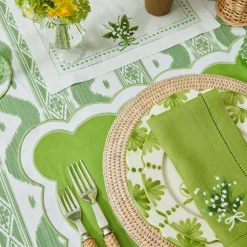 Mrs. Alice Tablecloths|Green Ikat Tablecloth