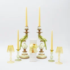 Mrs. Alice Candle Holders|Green Parrot Candle Holder (Pair)