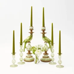 Mrs. Alice Candle Holders|Green Parrot Candlescape