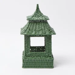 Mrs. Alice Rattan Tableware|Green Rattan Pagoda Lantern