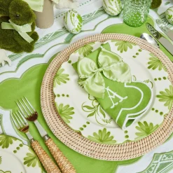 Mrs. Alice Napkin Rings, Bows & Wreaths|Green Saddle Stitch Napkin Bows (Set Of 4)