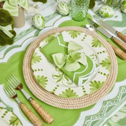 Mrs. Alice Napkin Rings, Bows & Wreaths|Green Saddle Stitch Napkin Bows (Set Of 4)