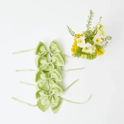 Mrs. Alice Napkin Rings, Bows & Wreaths|Green Saddle Stitch Napkin Bows (Set Of 4)