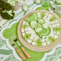 Mrs. Alice Napkin Rings, Bows & Wreaths|Green Saddle Stitch Napkin Bows (Set Of 4)