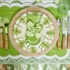 Mrs. Alice Napkin Rings, Bows & Wreaths|Green Saddle Stitch Napkin Bows (Set Of 4)