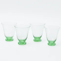 Mrs. Alice Glasses|Green Tulip Water Glass (Set Of 4)