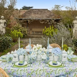 Mrs. Alice Glasses|Green White Rim Frilled Glasses (Set Of 4)