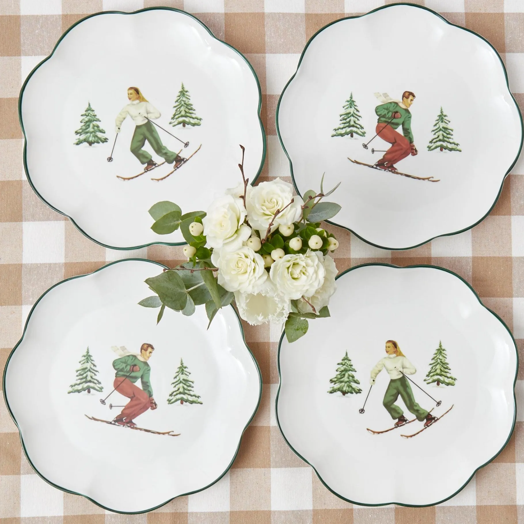 Mrs. Alice Crockery Sets|Heidi & Hans Skier Dinner Plate (Set Of 4)