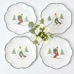 Mrs. Alice Crockery Sets|Heidi & Hans Skier Starter Plates (Set Of 4)