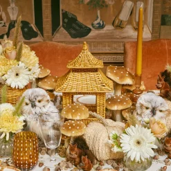 Mrs. Alice Candle Holders|Honey Rattan Pagoda Lantern