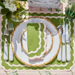 Mrs. Alice Table Linen Sets|Isla Green & Pink Placemats & Napkins (Set Of 4)