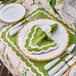 Mrs. Alice Table Linen Sets|Isla Green & Pink Placemats & Napkins (Set Of 4)