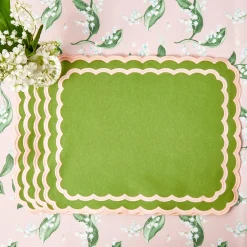 Mrs. Alice Placemats|Isla Green & Pink Placemats (Set Of 4)