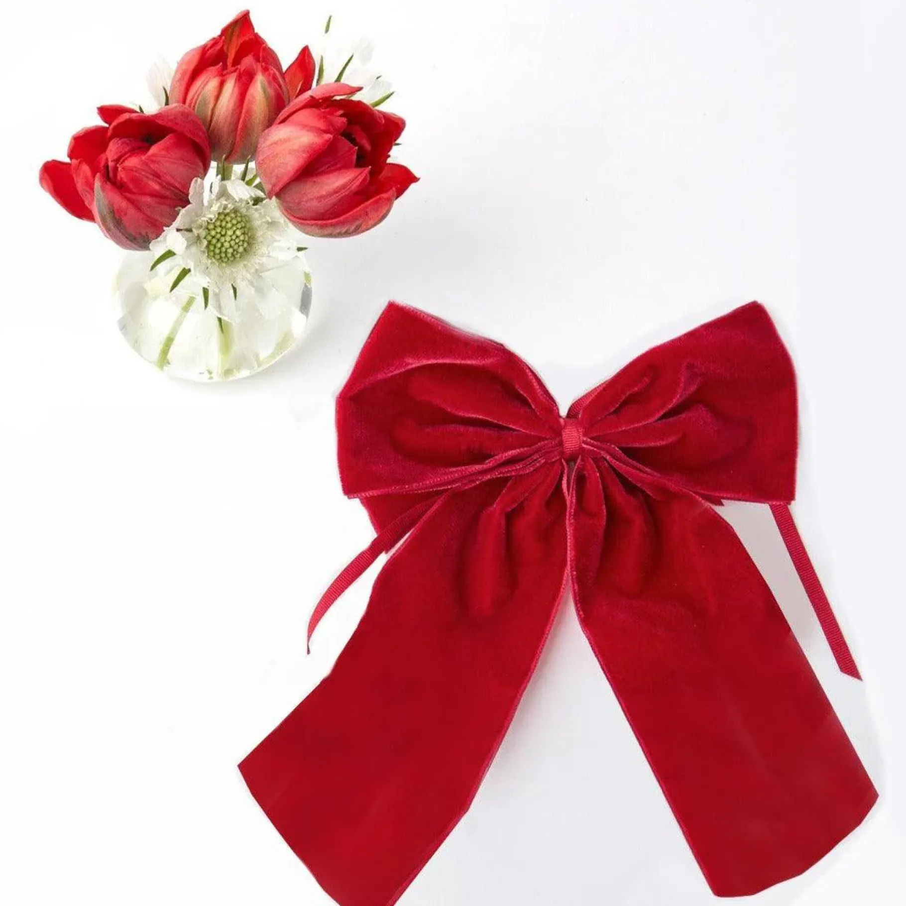 Mrs. Alice Napkin Rings, Bows & Wreaths|Large Ruby Red Velvet Bow