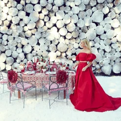 Mrs. Alice Napkin Rings, Bows & Wreaths|Large Ruby Red Velvet Bow