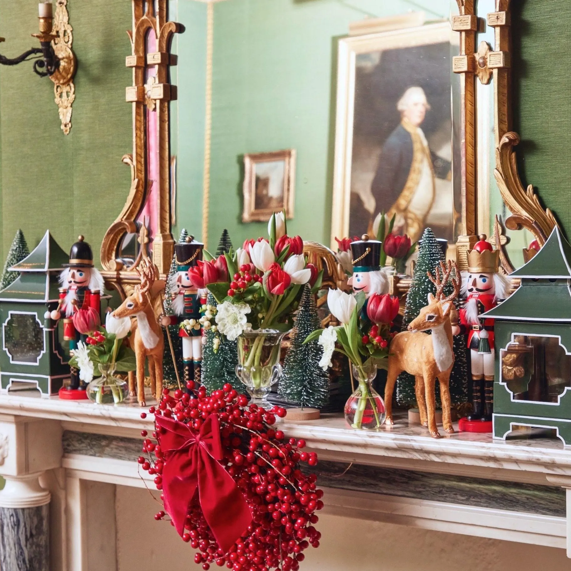 Mrs. Alice Napkin Rings, Bows & Wreaths|Large Ruby Red Velvet Bow