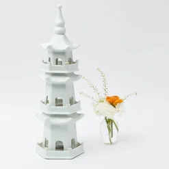 Mrs. Alice Pagodas & Lanterns|Large White Porcelain Pagoda