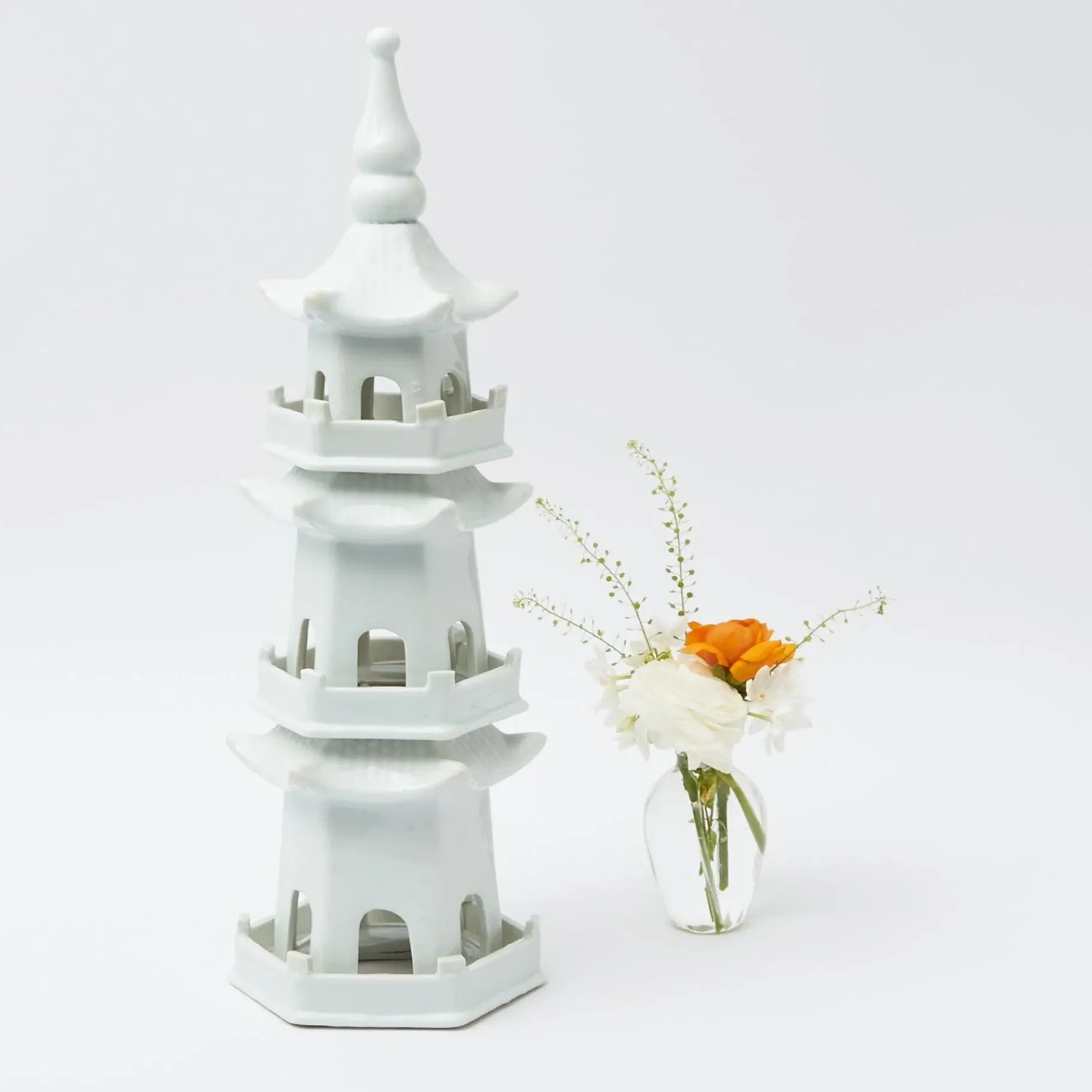 Mrs. Alice Pagodas & Lanterns|Large White Porcelain Pagoda