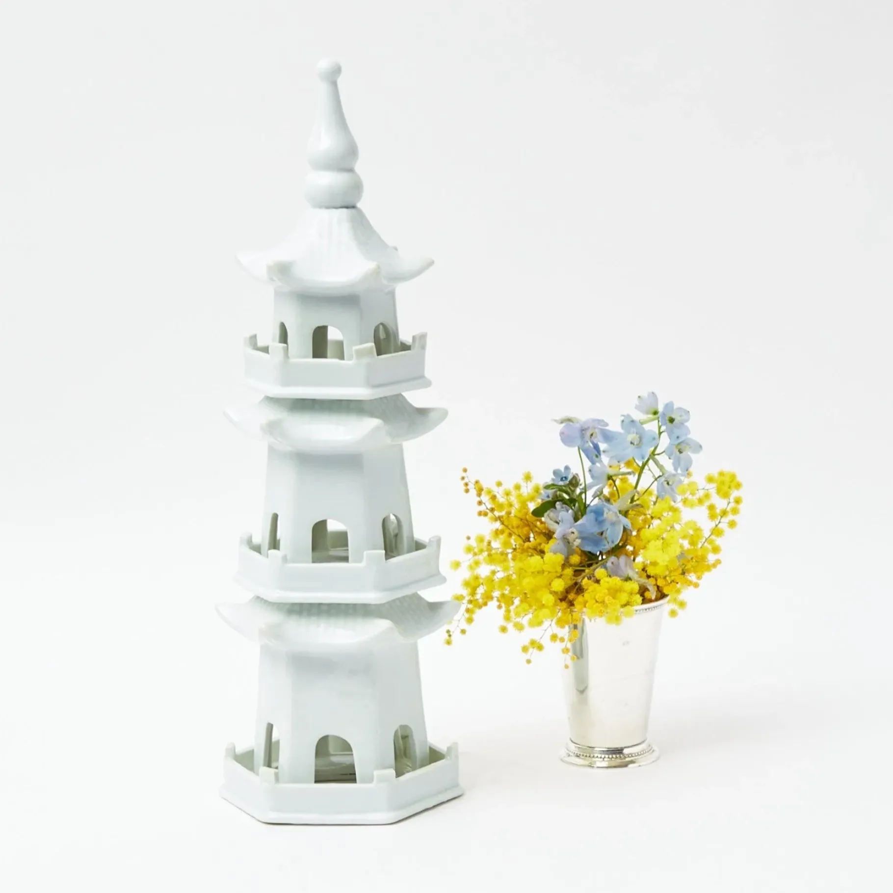 Mrs. Alice Pagodas & Lanterns|Large White Porcelain Pagoda