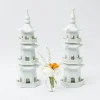 Mrs. Alice Pagodas & Lanterns|Large White Porcelain Pagodas (Pair)