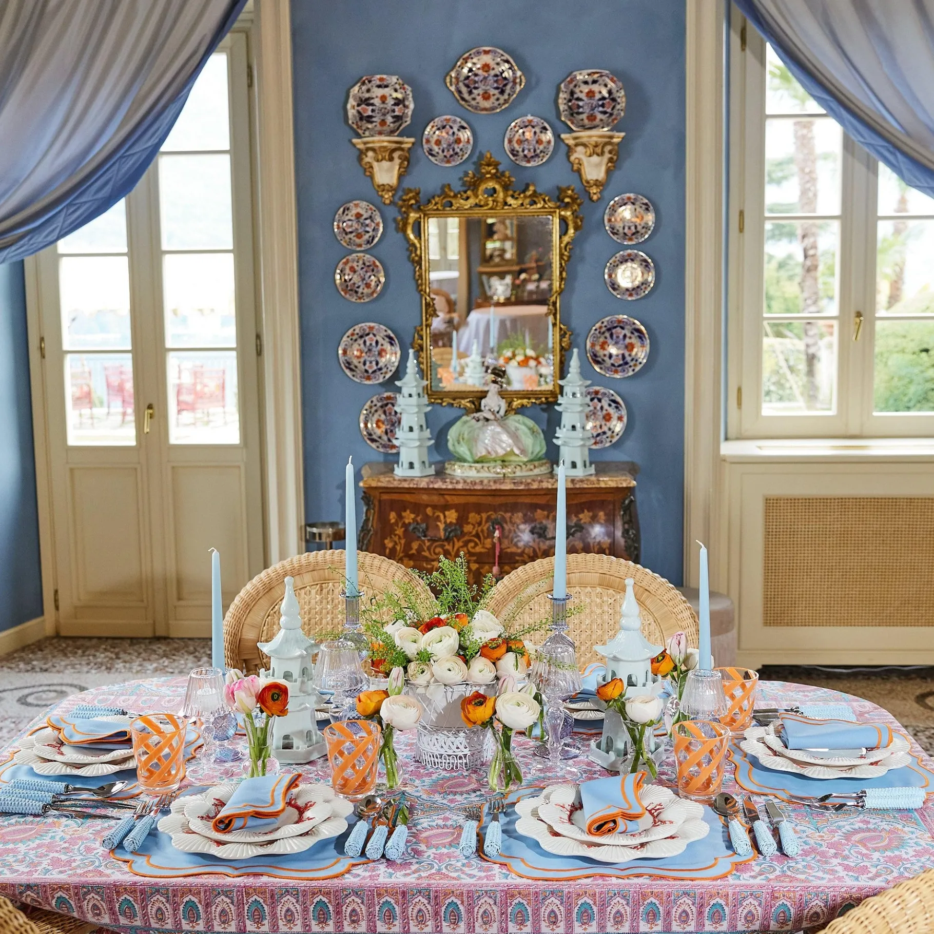 Mrs. Alice Pagodas & Lanterns|Large White Porcelain Pagodas (Pair)