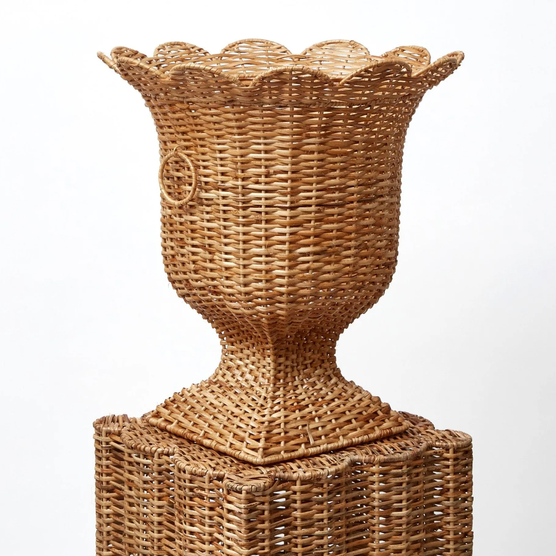 Mrs. Alice Vases|Liliana Scalloped Rattan Urn