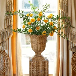 Mrs. Alice Vases|Liliana Scalloped Rattan Urn