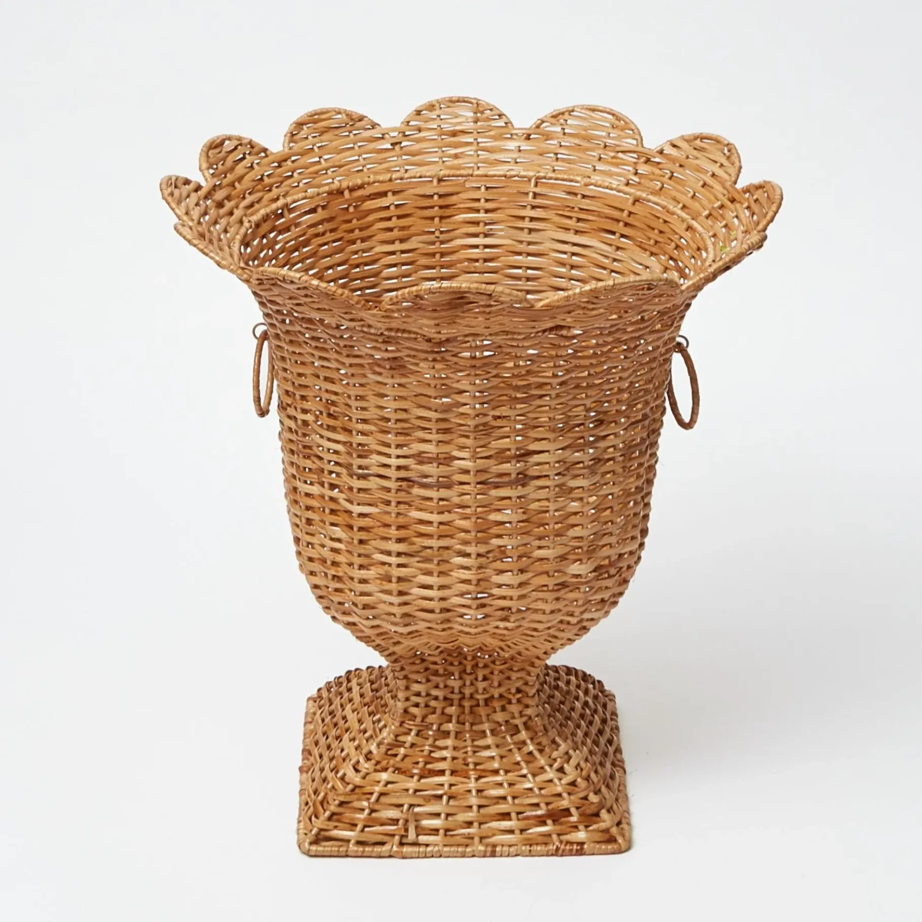 Mrs. Alice Urns & Pedestals|Liliana Scalloped Rattan Urn