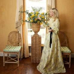 Mrs. Alice Urns & Pedestals|Liliana Scalloped Rattan Urn