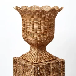 Mrs. Alice Urns & Pedestals|Liliana Scalloped Rattan Urn