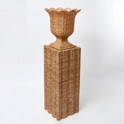 Mrs. Alice Vases|Liliana Scalloped Rattan Pedestal And Urn