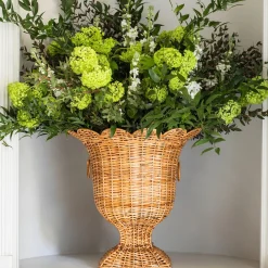 Mrs. Alice Rattan Furniture|Liliana Scalloped Rattan Urn