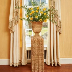 Mrs. Alice Rattan Furniture|Liliana Scalloped Rattan Urn