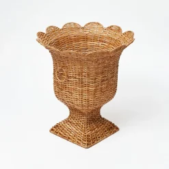 Mrs. Alice Rattan Furniture|Liliana Scalloped Rattan Urn