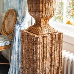 Mrs. Alice Urns & Pedestals|Liliana Scalloped Rattan Pedestal And Urn