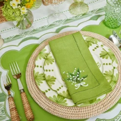 Mrs. Alice Napkins|Lily Of The Valley Green Linen Napkins (Set Of 4)