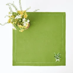 Mrs. Alice Napkins|Lily Of The Valley Green Linen Napkins (Set Of 4)