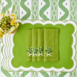 Mrs. Alice Napkins|Lily Of The Valley Green Linen Napkins (Set Of 4)